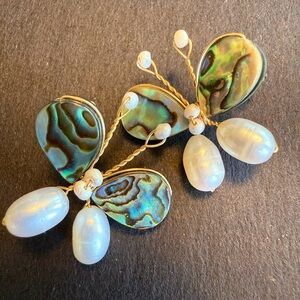 Abalone Pearl Butterfly Earrings